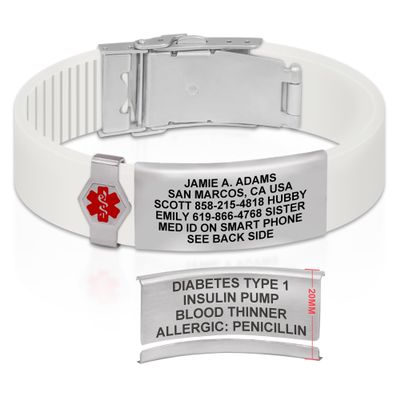 Divoti Custom Engraved Medical Alert ID Bracelet  Dual-Sided Laser Etching, Silicone Wristband, Stainless Steel Security Clasp  Adjustable & Trim-to-Fit  Emergency Medical Info Band - PRO SW SS RE
