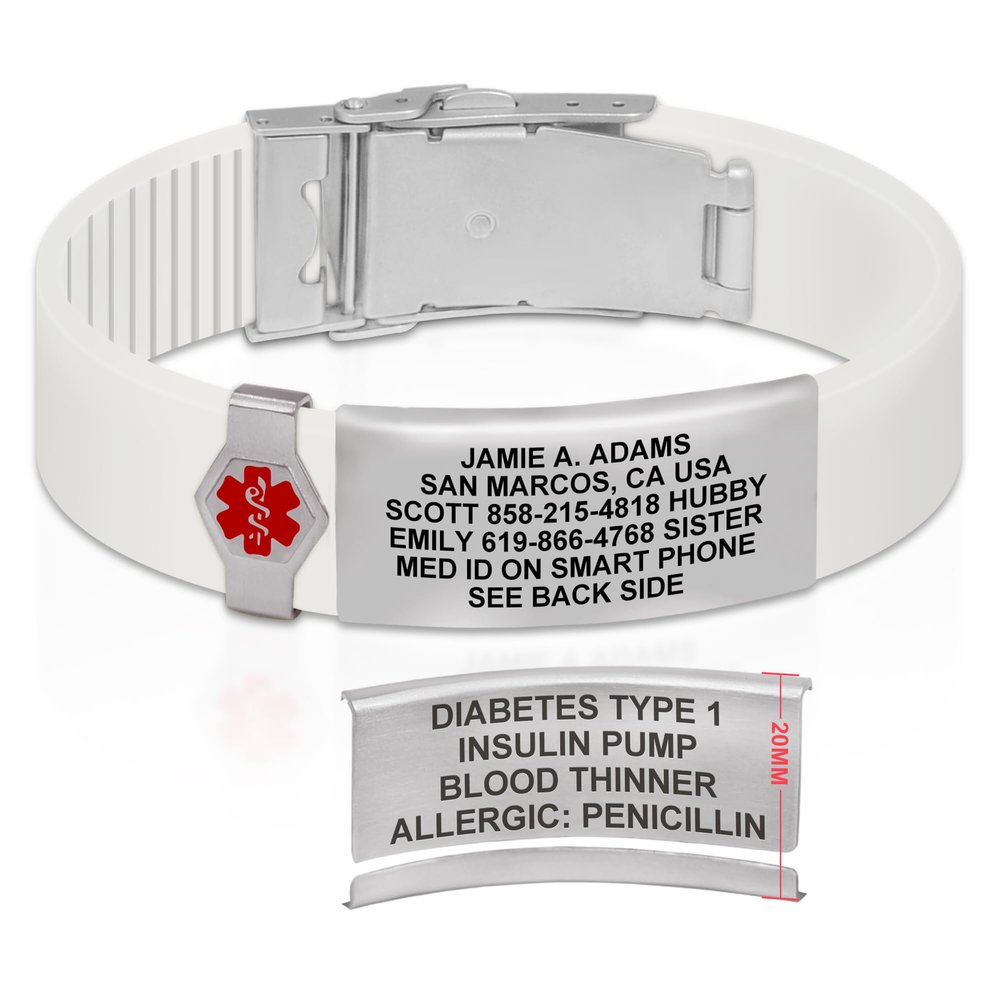 Divoti Custom Engraved Medical Alert ID Bracelet  Dual-Sided Laser Etching, Silicone Wristband, Stainless Steel Security Clasp  Adjustable & Trim-to-Fit  Emergency Medical Info Band - PRO SW SS RE