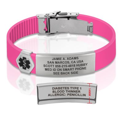 Divoti Custom Engraved Medical Alert ID Bracelet  Dual-Sided Laser Etching, Silicone Wristband, Stainless Steel Security Clasp  Adjustable & Trim-to-Fit  Emergency Medical Info Band - UL VP SS BL