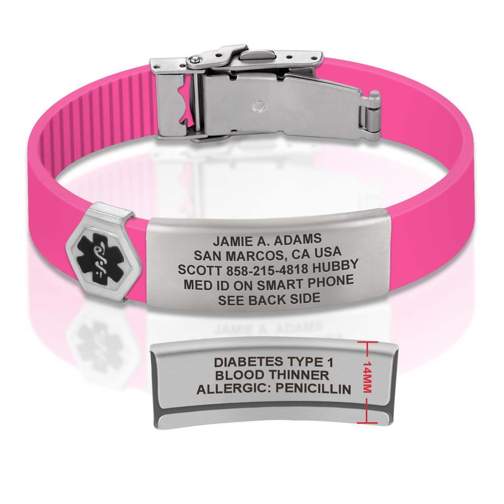 Divoti Custom Engraved Medical Alert ID Bracelet  Dual-Sided Laser Etching, Silicone Wristband, Stainless Steel Security Clasp  Adjustable & Trim-to-Fit  Emergency Medical Info Band - UL VP SS BL