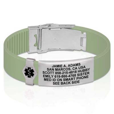 Divoti Custom Engraved Medical Alert ID Bracelet  Dual-Sided Laser Etching, Silicone Wristband, Stainless Steel Security Clasp  Adjustable & Trim-to-Fit  Emergency Medical Info Band - PRO GM SS BL