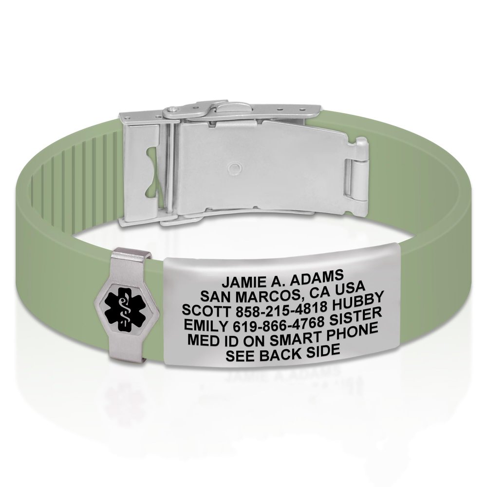 Divoti Custom Engraved Medical Alert ID Bracelet  Dual-Sided Laser Etching, Silicone Wristband, Stainless Steel Security Clasp  Adjustable & Trim-to-Fit  Emergency Medical Info Band - PRO GM SS BL