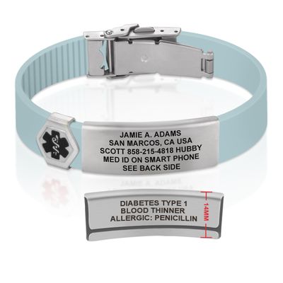 Divoti Custom Engraved Medical Alert ID Bracelet  Dual-Sided Laser Etching, Silicone Wristband, Stainless Steel Security Clasp  Adjustable & Trim-to-Fit  Emergency Medical Info Band - UL PLB SS BL