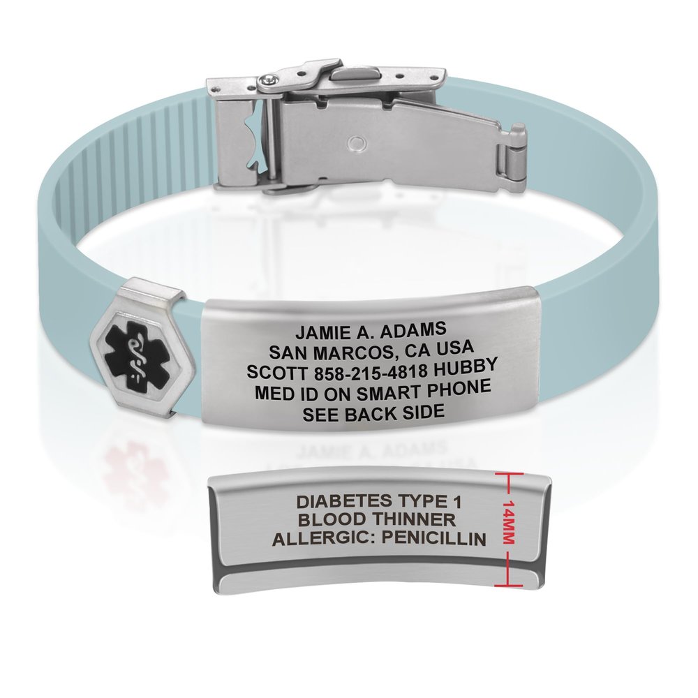 Divoti Custom Engraved Medical Alert ID Bracelet  Dual-Sided Laser Etching, Silicone Wristband, Stainless Steel Security Clasp  Adjustable & Trim-to-Fit  Emergency Medical Info Band - UL PLB SS BL