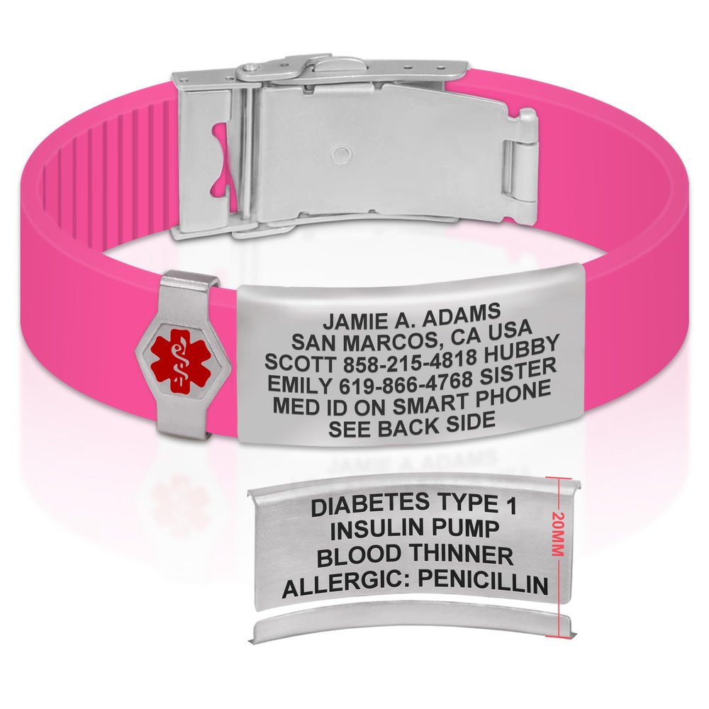 Divoti Custom Engraved Medical Alert ID Bracelet  Dual-Sided Laser Etching, Silicone Wristband, Stainless Steel Security Clasp  Adjustable & Trim-to-Fit  Emergency Medical Info Band - PRO VP SS RE