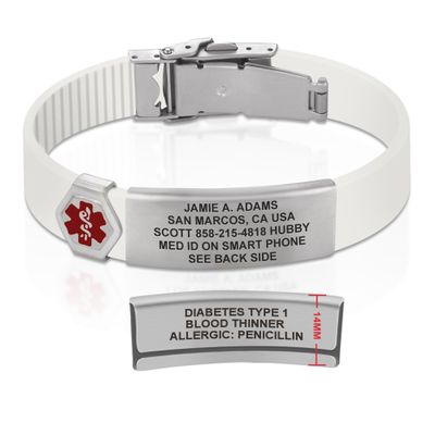 Divoti Custom Engraved Medical Alert ID Bracelet  Dual-Sided Laser Etching, Silicone Wristband, Stainless Steel Security Clasp  Adjustable & Trim-to-Fit  Emergency Medical Info Band - UL SW SS RE