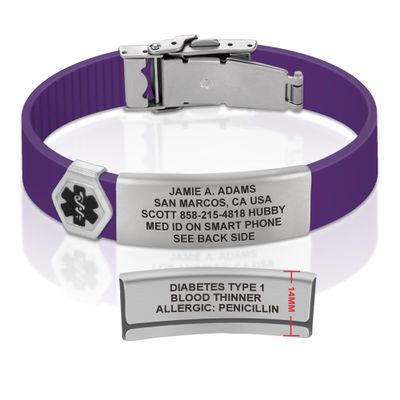 Divoti Custom Engraved Medical Alert ID Bracelet  Dual-Sided Laser Etching, Silicone Wristband, Stainless Steel Security Clasp  Adjustable & Trim-to-Fit  Emergency Medical Info Band - UL RP SS BL