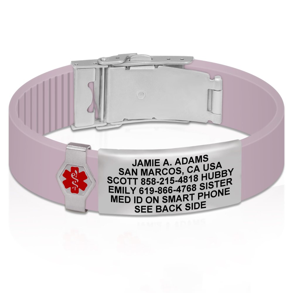 Divoti Custom Engraved Medical Alert ID Bracelet  Dual-Sided Laser Etching, Silicone Wristband, Stainless Steel Security Clasp  Adjustable & Trim-to-Fit  Emergency Medical Info Band - PRO PPR SS RE