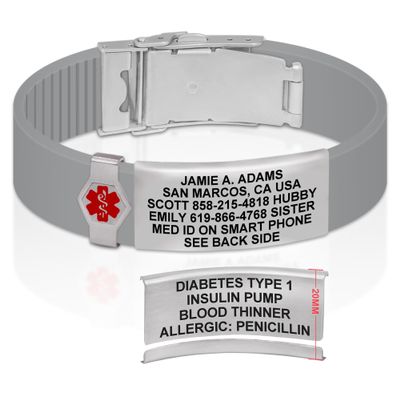 Divoti Custom Engraved Medical Alert ID Bracelet  Dual-Sided Laser Etching, Silicone Wristband, Stainless Steel Security Clasp  Adjustable & Trim-to-Fit  Emergency Medical Info Band - PRO CG SS RE