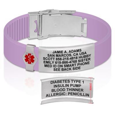 Divoti Custom Engraved Medical Alert ID Bracelet  Dual-Sided Laser Etching, Silicone Wristband, Stainless Steel Security Clasp  Adjustable & Trim-to-Fit  Emergency Medical Info Band - PRO PR SS RE