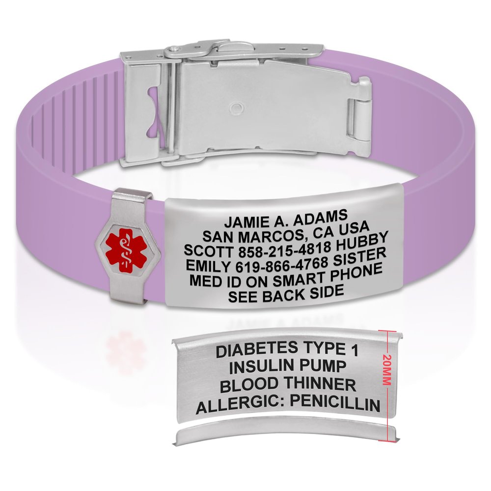 Divoti Custom Engraved Medical Alert ID Bracelet  Dual-Sided Laser Etching, Silicone Wristband, Stainless Steel Security Clasp  Adjustable & Trim-to-Fit  Emergency Medical Info Band - PRO PR SS RE