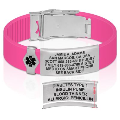 Divoti Custom Engraved Medical Alert ID Bracelet  Dual-Sided Laser Etching, Silicone Wristband, Stainless Steel Security Clasp  Adjustable & Trim-to-Fit  Emergency Medical Info Band - PRO VP SS BL