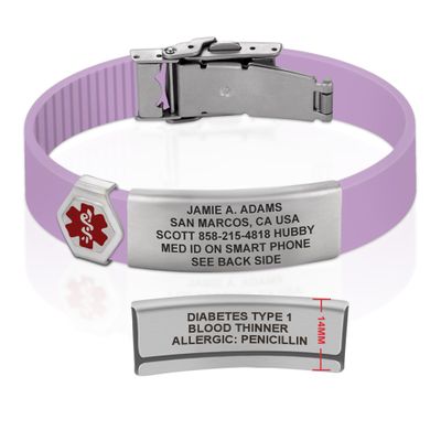 Divoti Custom Engraved Medical Alert ID Bracelet  Dual-Sided Laser Etching, Silicone Wristband, Stainless Steel Security Clasp  Adjustable & Trim-to-Fit  Emergency Medical Info Band - UL PR SS RE