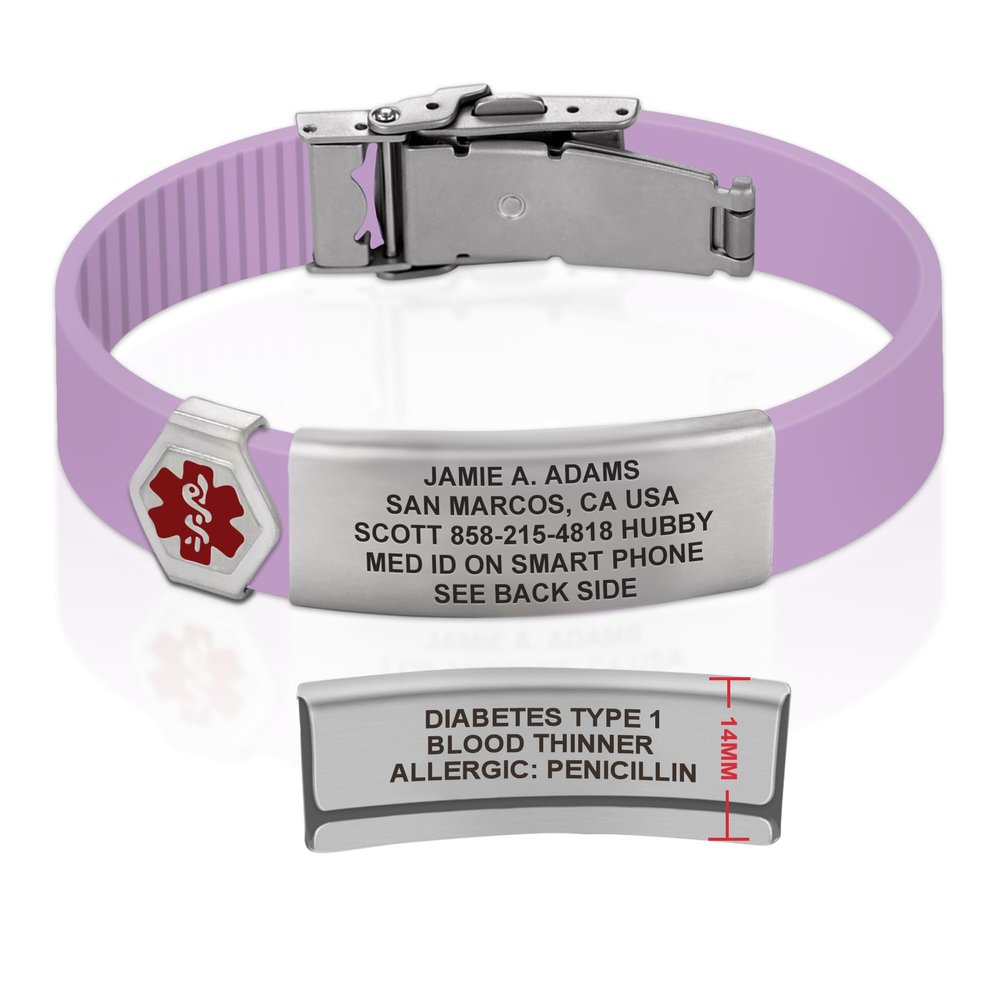 Divoti Custom Engraved Medical Alert ID Bracelet  Dual-Sided Laser Etching, Silicone Wristband, Stainless Steel Security Clasp  Adjustable & Trim-to-Fit  Emergency Medical Info Band - UL PR SS RE