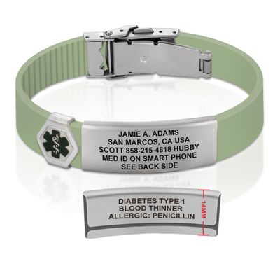 Divoti Custom Engraved Medical Alert ID Bracelet  Dual-Sided Laser Etching, Silicone Wristband, Stainless Steel Security Clasp  Adjustable & Trim-to-Fit  Emergency Medical Info Band - UL GM SS BL