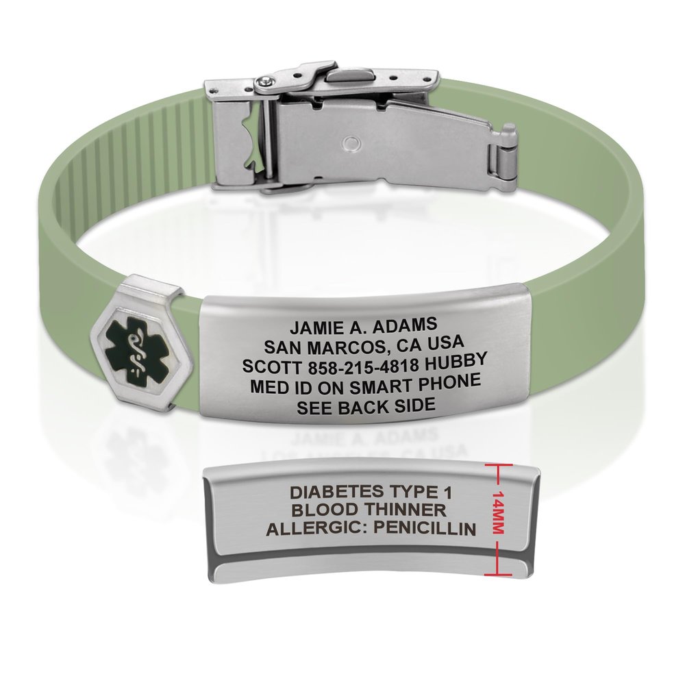 Divoti Custom Engraved Medical Alert ID Bracelet  Dual-Sided Laser Etching, Silicone Wristband, Stainless Steel Security Clasp  Adjustable & Trim-to-Fit  Emergency Medical Info Band - UL GM SS BL