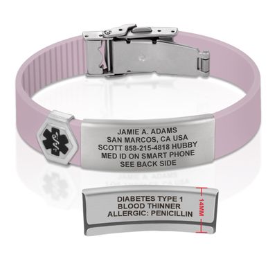 Divoti Custom Engraved Medical Alert ID Bracelet  Dual-Sided Laser Etching, Silicone Wristband, Stainless Steel Security Clasp  Adjustable & Trim-to-Fit  Emergency Medical Info Band - UL PPR SS BL