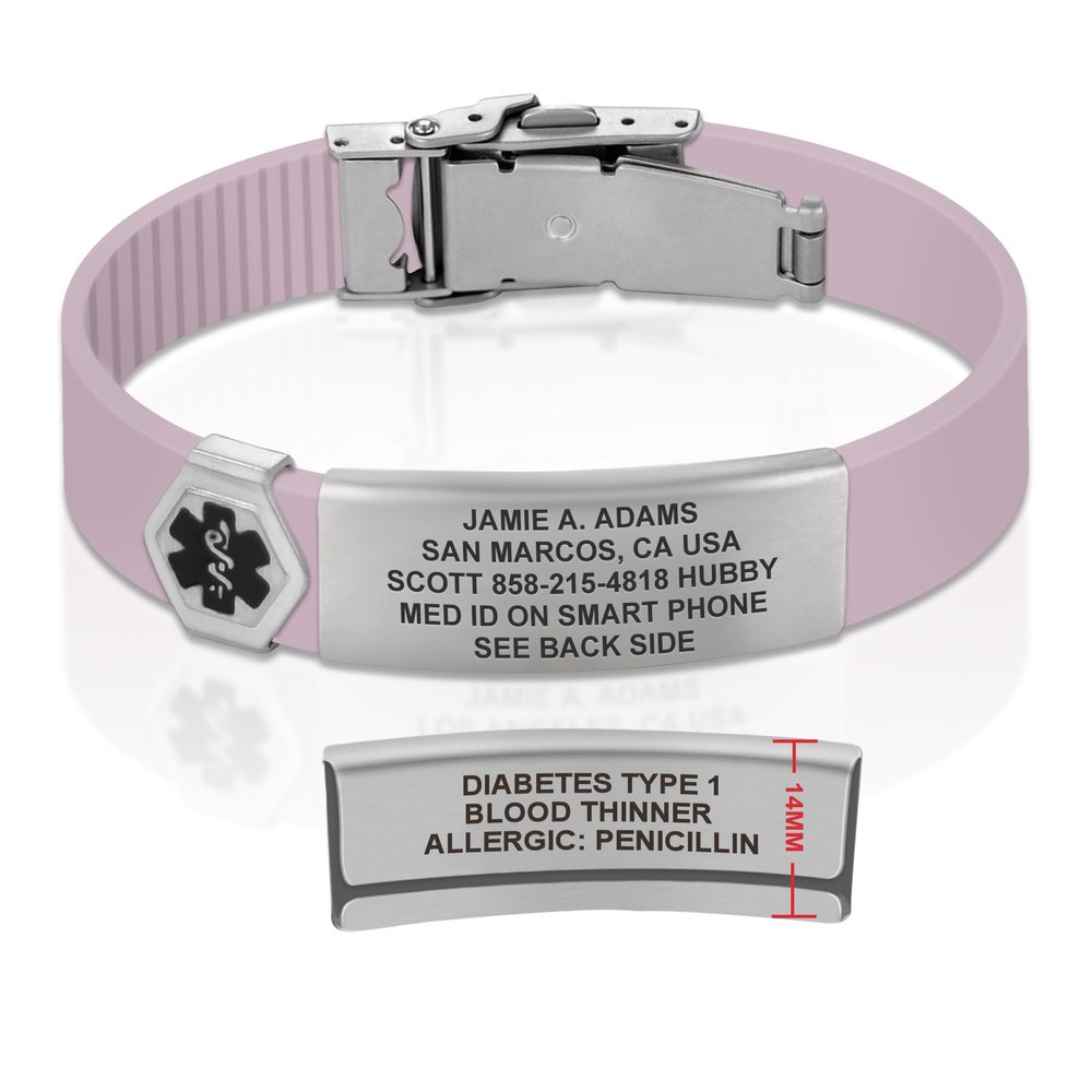 Divoti Custom Engraved Medical Alert ID Bracelet  Dual-Sided Laser Etching, Silicone Wristband, Stainless Steel Security Clasp  Adjustable & Trim-to-Fit  Emergency Medical Info Band - UL PPR SS BL