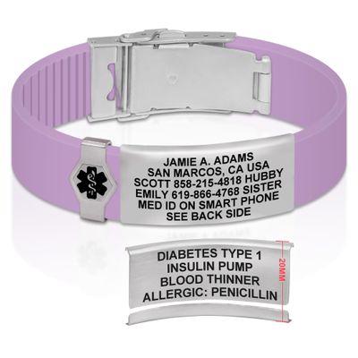 Divoti Custom Engraved Medical Alert ID Bracelet  Dual-Sided Laser Etching, Silicone Wristband, Stainless Steel Security Clasp  Adjustable & Trim-to-Fit  Emergency Medical Info Band - PRO PR SS BL