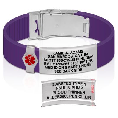 Divoti Custom Engraved Medical Alert ID Bracelet  Dual-Sided Laser Etching, Silicone Wristband, Stainless Steel Security Clasp  Adjustable & Trim-to-Fit  Emergency Medical Info Band - PRO RP SS RE