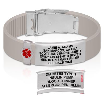 Divoti Custom Engraved Medical Alert ID Bracelet  Dual-Sided Laser Etching, Silicone Wristband, Stainless Steel Security Clasp  Adjustable & Trim-to-Fit  Emergency Medical Info Band - PRO PS SS RE