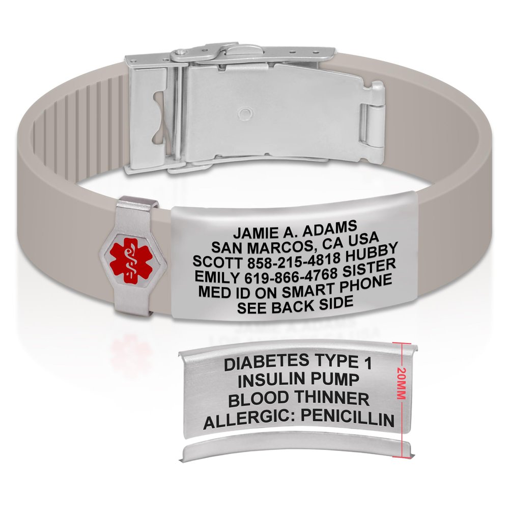 Divoti Custom Engraved Medical Alert ID Bracelet  Dual-Sided Laser Etching, Silicone Wristband, Stainless Steel Security Clasp  Adjustable & Trim-to-Fit  Emergency Medical Info Band - PRO PS SS RE