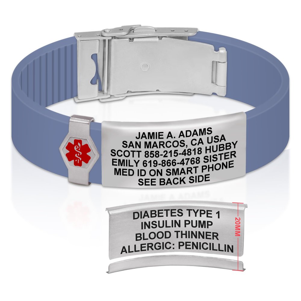 Divoti Custom Engraved Medical Alert ID Bracelet  Dual-Sided Laser Etching, Silicone Wristband, Stainless Steel Security Clasp  Adjustable & Trim-to-Fit  Emergency Medical Info Band - PRO CB SS RE