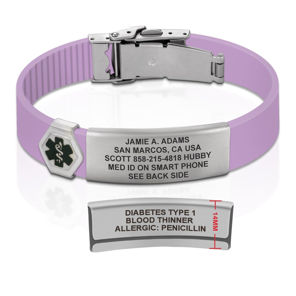 Divoti Custom Engraved Medical Alert ID Bracelet  Dual-Sided Laser Etching, Silicone Wristband, Stainless Steel Security Clasp  Adjustable & Trim-to-Fit  Emergency Medical Info Band - UL PR SS BL