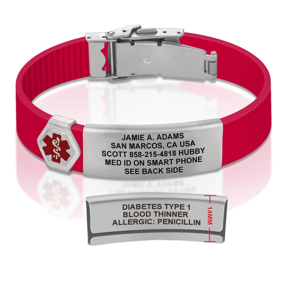 Divoti Custom Engraved Medical Alert ID Bracelet  Dual-Sided Laser Etching, Silicone Wristband, Stainless Steel Security Clasp  Adjustable & Trim-to-Fit  Emergency Medical Info Band - UL CR SS RE