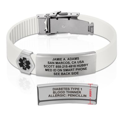 Divoti Custom Engraved Medical Alert ID Bracelet  Dual-Sided Laser Etching, Silicone Wristband, Stainless Steel Security Clasp  Adjustable & Trim-to-Fit  Emergency Medical Info Band - UL SW SS BL
