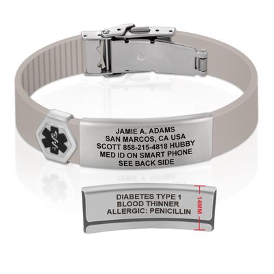 Divoti Custom Engraved Medical Alert ID Bracelet  Dual-Sided Laser Etching, Silicone Wristband, Stainless Steel Security Clasp  Adjustable & Trim-to-Fit  Emergency Medical Info Band - UL PS SS BL