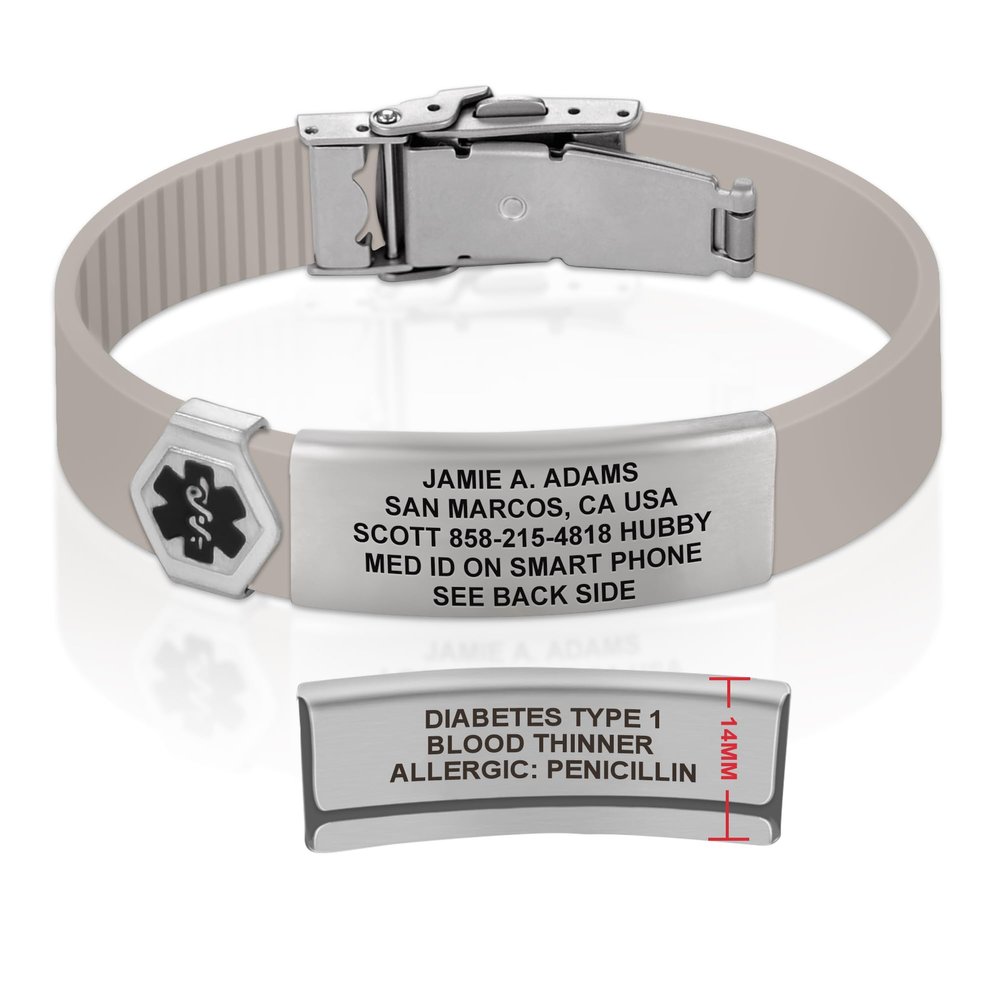 Divoti Custom Engraved Medical Alert ID Bracelet  Dual-Sided Laser Etching, Silicone Wristband, Stainless Steel Security Clasp  Adjustable & Trim-to-Fit  Emergency Medical Info Band - UL PS SS BL