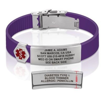 Divoti Custom Engraved Medical Alert ID Bracelet  Dual-Sided Laser Etching, Silicone Wristband, Stainless Steel Security Clasp  Adjustable & Trim-to-Fit  Emergency Medical Info Band - UL RP SS RE