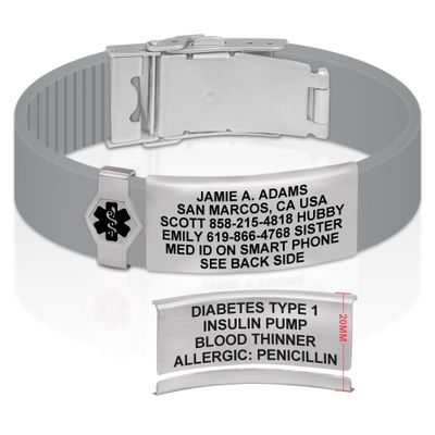 Divoti Custom Engraved Medical Alert ID Bracelet  Dual-Sided Laser Etching, Silicone Wristband, Stainless Steel Security Clasp  Adjustable & Trim-to-Fit  Emergency Medical Info Band - PRO CG SS BL
