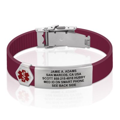 Divoti Custom Engraved Medical Alert ID Bracelet  Dual-Sided Laser Etching, Silicone Wristband, Stainless Steel Security Clasp  Adjustable & Trim-to-Fit  Emergency Medical Info Band - UL WR SS RE