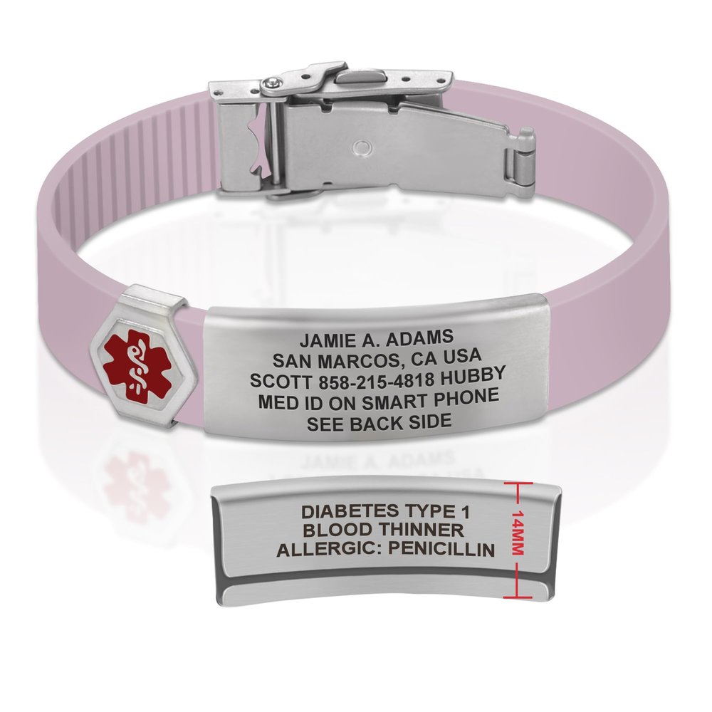 Divoti Custom Engraved Medical Alert ID Bracelet  Dual-Sided Laser Etching, Silicone Wristband, Stainless Steel Security Clasp  Adjustable & Trim-to-Fit  Emergency Medical Info Band - UL PPR SS RE