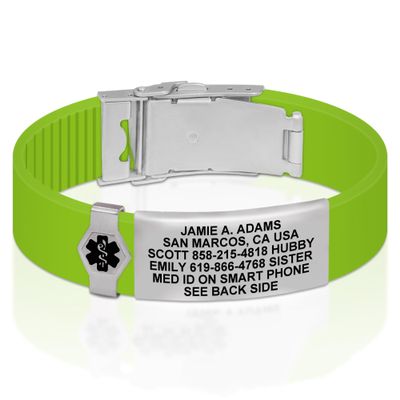 Divoti Custom Engraved Medical Alert ID Bracelet  Dual-Sided Laser Etching, Silicone Wristband, Stainless Steel Security Clasp  Adjustable & Trim-to-Fit  Emergency Medical Info Band - PRO LR SS BL