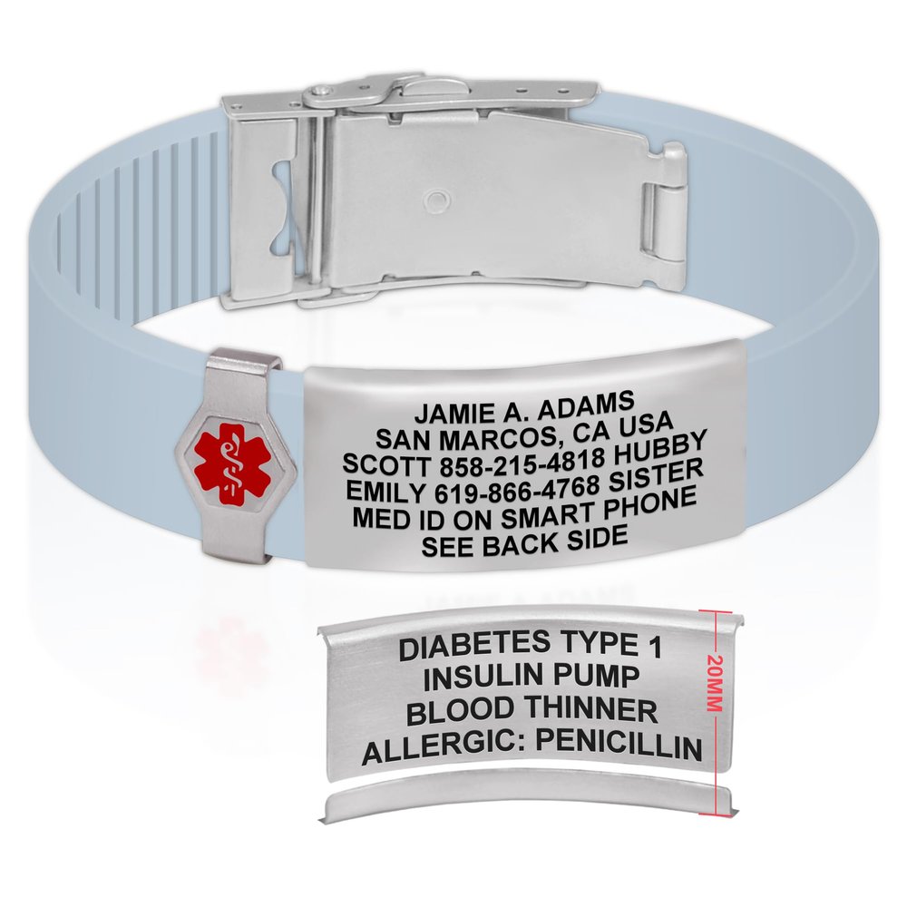 Divoti Custom Engraved Medical Alert ID Bracelet  Dual-Sided Laser Etching, Silicone Wristband, Stainless Steel Security Clasp  Adjustable & Trim-to-Fit  Emergency Medical Info Band - PRO SB SS RE