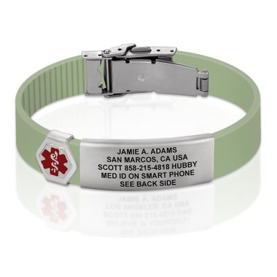Divoti Custom Engraved Medical Alert ID Bracelet  Dual-Sided Laser Etching, Silicone Wristband, Stainless Steel Security Clasp  Adjustable & Trim-to-Fit  Emergency Medical Info Band - UL GM SS RE