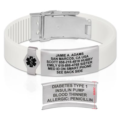 Divoti Custom Engraved Medical Alert ID Bracelet  Dual-Sided Laser Etching, Silicone Wristband, Stainless Steel Security Clasp  Adjustable & Trim-to-Fit  Emergency Medical Info Band - PRO SW SS BL