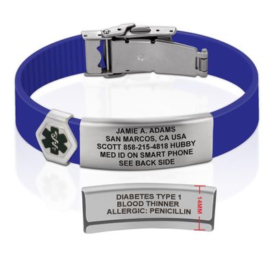 Divoti Custom Engraved Medical Alert ID Bracelet  Dual-Sided Laser Etching, Silicone Wristband, Stainless Steel Security Clasp  Adjustable & Trim-to-Fit  Emergency Medical Info Band - UL JB SS BL