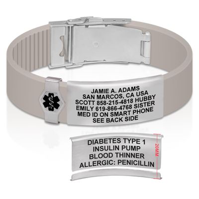Divoti Custom Engraved Medical Alert ID Bracelet  Dual-Sided Laser Etching, Silicone Wristband, Stainless Steel Security Clasp  Adjustable & Trim-to-Fit  Emergency Medical Info Band - PRO PS SS BL