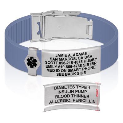 Divoti Custom Engraved Medical Alert ID Bracelet  Dual-Sided Laser Etching, Silicone Wristband, Stainless Steel Security Clasp  Adjustable & Trim-to-Fit  Emergency Medical Info Band - PRO CB SS BL