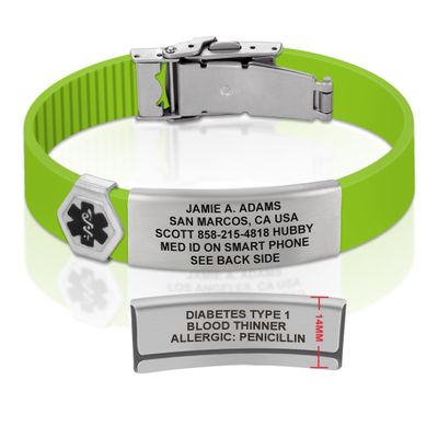 Divoti Custom Engraved Medical Alert ID Bracelet  Dual-Sided Laser Etching, Silicone Wristband, Stainless Steel Security Clasp  Adjustable & Trim-to-Fit  Emergency Medical Info Band - UL LR SS BL