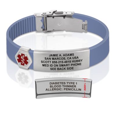 Divoti Custom Engraved Medical Alert ID Bracelet  Dual-Sided Laser Etching, Silicone Wristband, Stainless Steel Security Clasp  Adjustable & Trim-to-Fit  Emergency Medical Info Band - UL CB SS RE