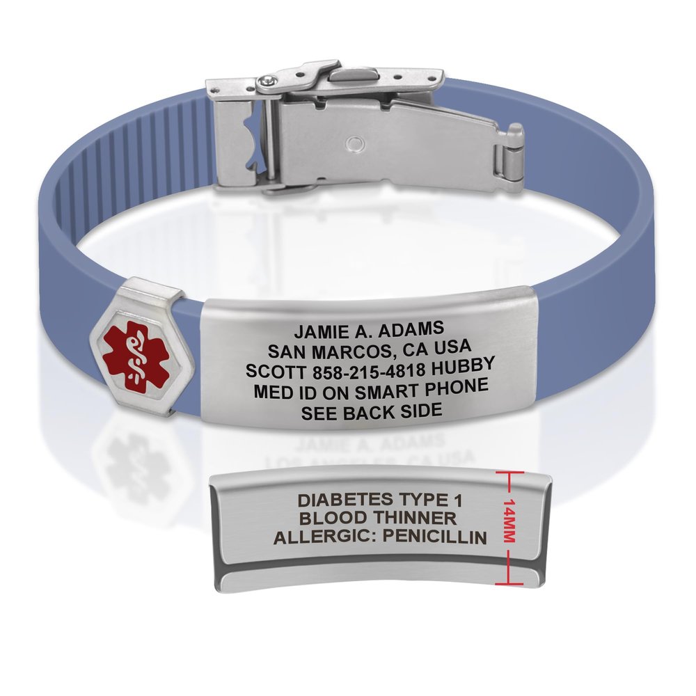 Divoti Custom Engraved Medical Alert ID Bracelet  Dual-Sided Laser Etching, Silicone Wristband, Stainless Steel Security Clasp  Adjustable & Trim-to-Fit  Emergency Medical Info Band - UL CB SS RE