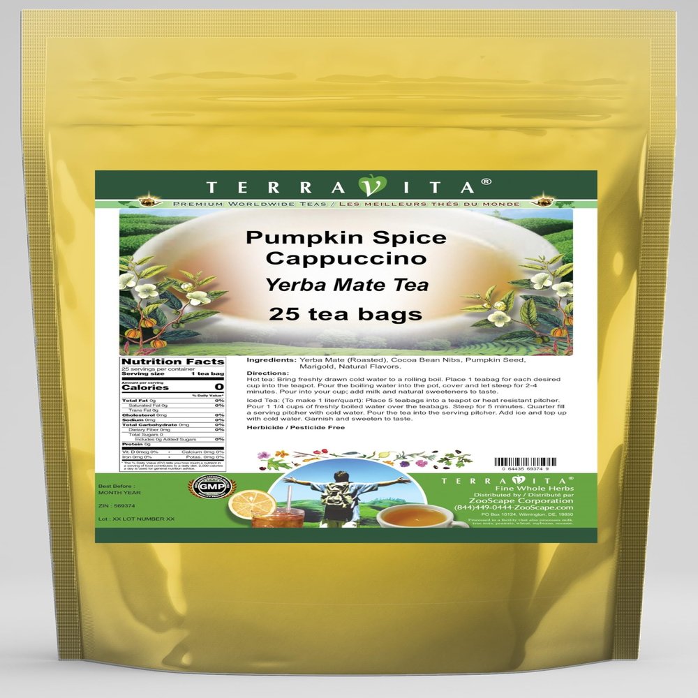 Pumpkin Spice Cappuccino Yerba Mate Tea (25 tea bags, ZIN: 569374)