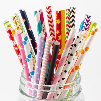 Magik 100~200 Bulk Packed Paper Straws Assorted Various Vivid Pattern Color Eco-friendly & Disposable Drinkware (Assorted Patterns&Colors, 200)