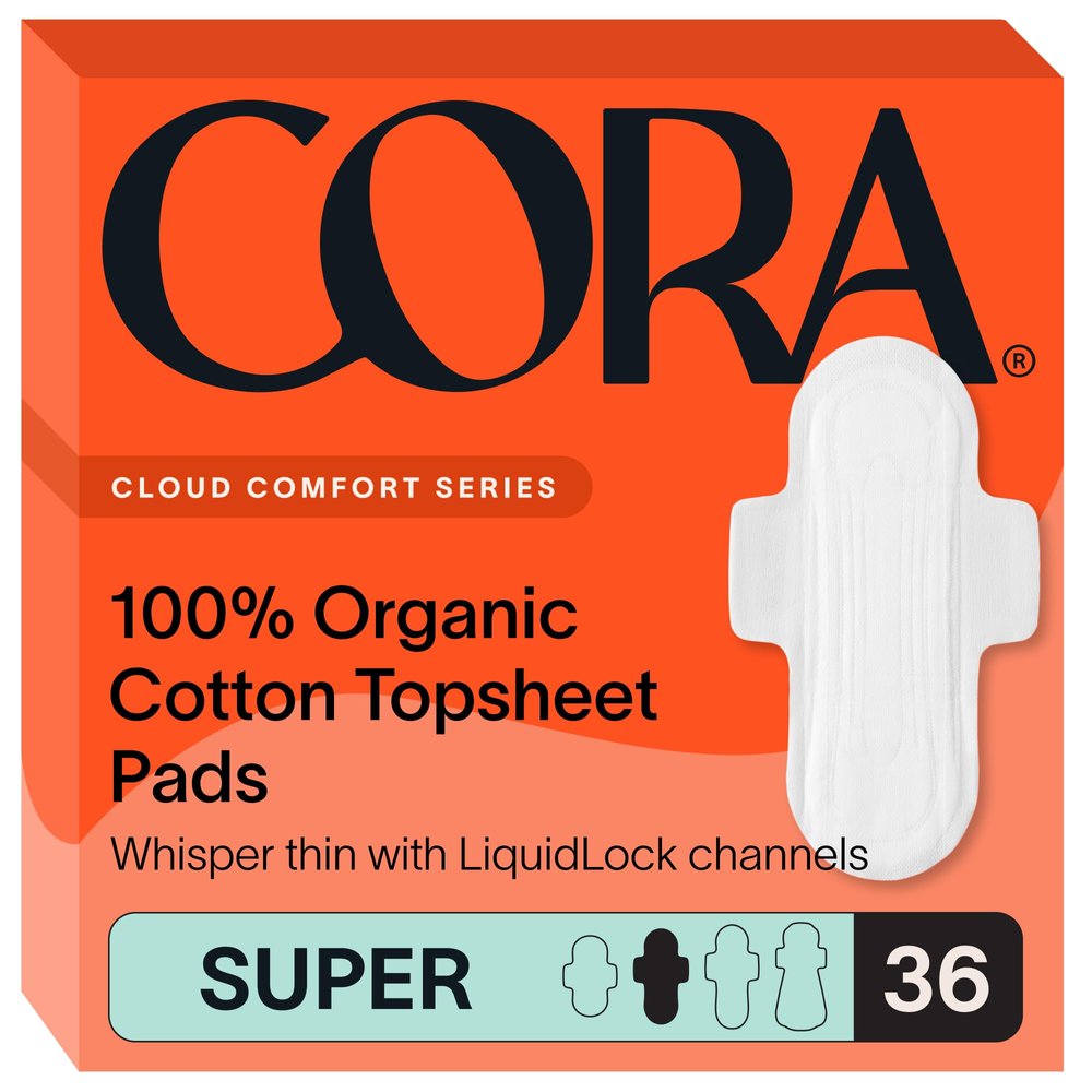 Cora 100% Organic Cotton Topsheet Pads (36 Super Pads)