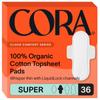 Cora 100% Organic Cotton Topsheet Pads (36 Super Pads) view 1